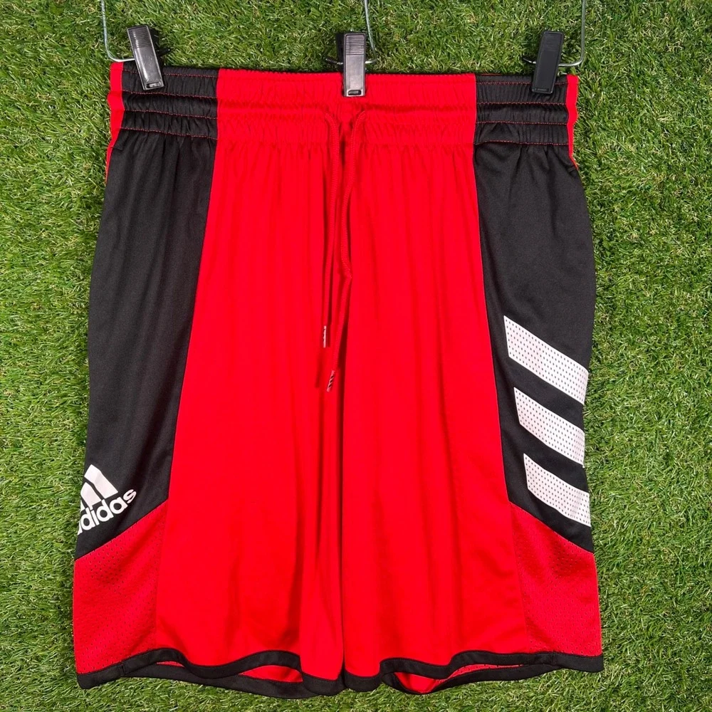 Adidas Mens Ergo Basketball Shorts Red Black Mesh Athletic Gym‎ Large